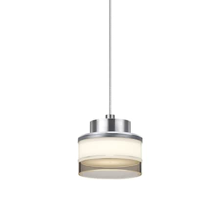 Besa Lighting Pivot Cord Pendant, Opal Glossy/Smoke, Satin Nickel Finish, 1x3W LED 1XT-PIVOTSM-LED-SN